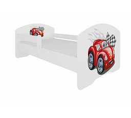 Ágy matraccal és korláttal PEPE CAR ZIGZAG 140x70 Fehér