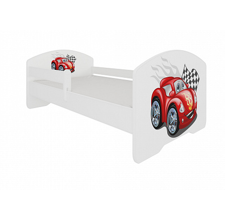 Ágy matraccal és korláttal PEPE CAR ZIGZAG 140x70 Fehér