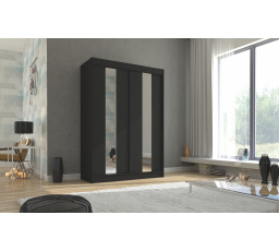 Tolóajtós szekrény tükörrel BALTON 150 Fekete+Fekete