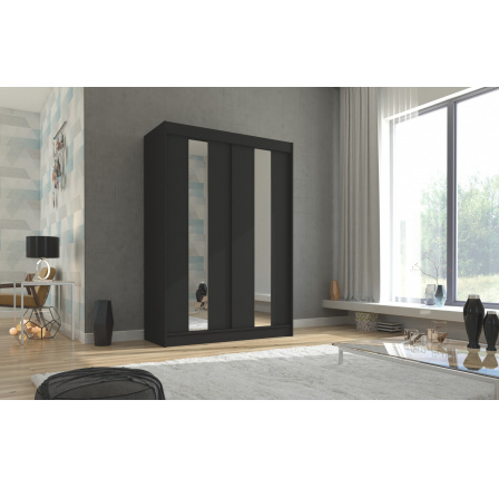 Tolóajtós szekrény tükörrel BALTON 150 Fekete+Fekete