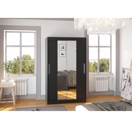 Tolóajtós szekrény tükörrel SANTOS 120 Fekete+Fekete