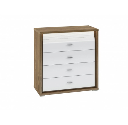 DALLAS 05-01 orzech naturalny/MDF biały połysk - komoda