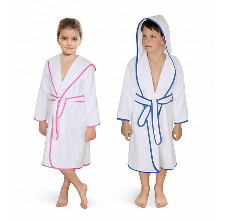 Dětský froté župan bílý s modrou stuhou kluky 5-7 let