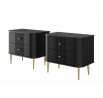Zestaw szafek nocnych Vesper 56 cm - czarny / złote nogi
