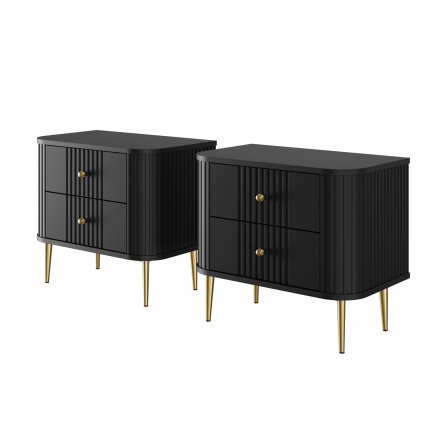 Zestaw szafek nocnych Vesper 56 cm - czarny / złote nogi