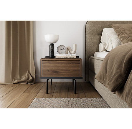 ZENAR SZAFKA NOCNA 50 1SZ - orzech elegant / czarny / czarne nogi ZENAR SZAFKA NOCNA 50 1SZ - orzech elegant / czarny / czarne nogi