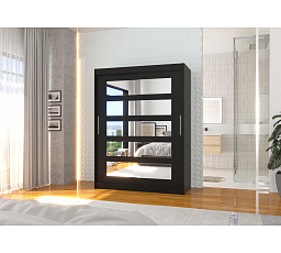 Tolóajtós szekrény tükörrel MURANI 150 Fekete+Fekete