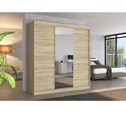 SANTIAGO 200 tolóajtós és tükrös ruhásszekrény Sonoma+Sonoma