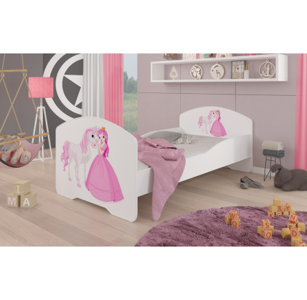 Ágy matraccal PEPE PRINCESS AND HORSE 160x80 Fehér