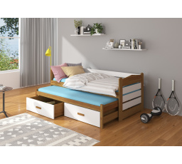 Kétszemélyes ágy matracokkal TIARRO 180x80 Tölgy+Fehér