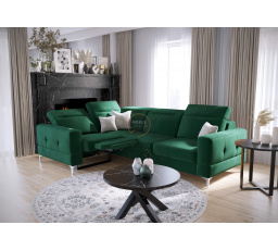 NAROŻNIK MALIBU RELAX Z FUNKCJĄ SPANIA 185x250 CM - lewa , Odcienie zieleni