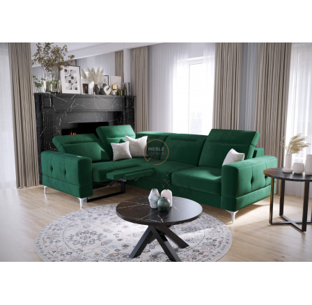 NAROŻNIK MALIBU RELAX Z FUNKCJĄ SPANIA 185x250 CM - lewa , Odcienie zieleni
