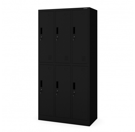 Fém öltözőszekrény Fekete 6 rekesszel IGOR, 900 x 1850 x 450 mm