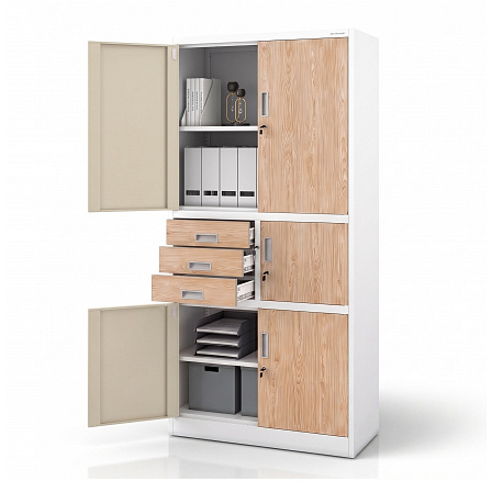 Irodai fém szekrény trezorral fehér / sonoma tölgy: Eco Design FILIP II, 900 x 1850 x 400 mm Irodai fém szekrény trezorral fehér / sonoma tölgy: Eco Design FILIP II, 900 x 1850 x 400 mm