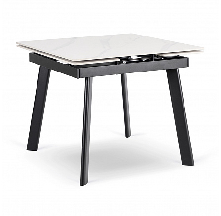 Stół LARES Ceramiczny Rozkładany 90-150 cm Biały Marmur/Czarny
