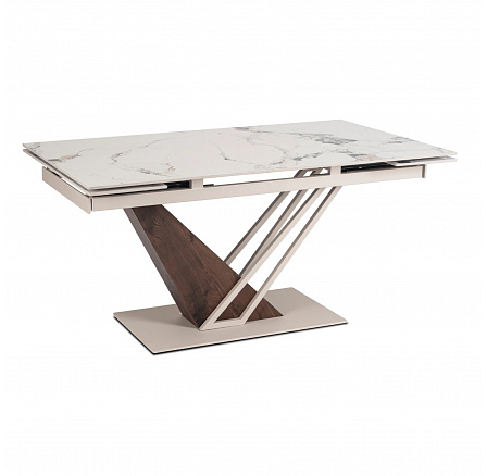 Stół REX Ceramiczny Rozkładany 160-220 cm Biały Marmur/Kaszmir