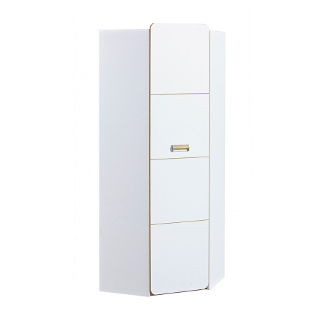 Sarok ruhásszekrény LORENTO L14, Briliáns Fehér/Tölgy Nash