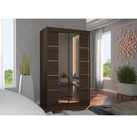 Tolóajtós szekrény tükörrel GENUA 120 Choco+Choco