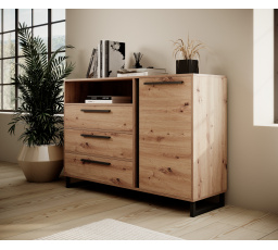 ARIA nyitott polcos komód Artisan+Fekete