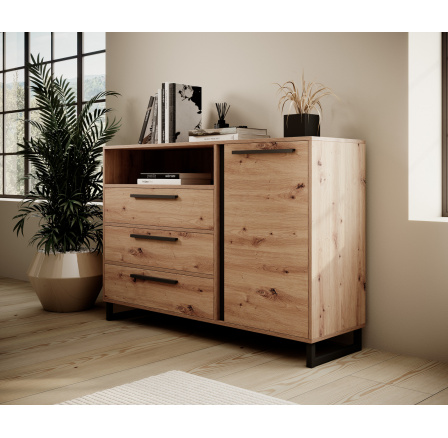 ARIA nyitott polcos komód Artisan+Fekete