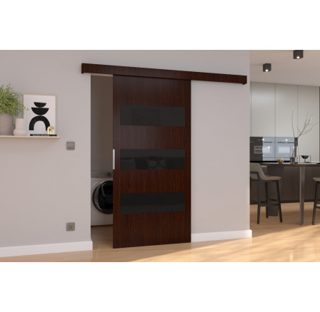 Tolóajtó a falra ARES 106 Wenge+Fekete Lacobel