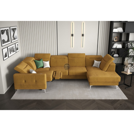 NAROŻNIK MALIBU MAX II Z FUNKCJĄ SPANIA I FUNKCJĄ RELAX 180x350x182 CM - Odcienie żółtego , Strona lewa NAROŻNIK MALIBU MAX II Z FUNKCJĄ SPANIA I FUNKCJĄ RELAX 180x350x182 CM - Odcienie żółtego , Strona lewa