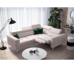 NAROŻNIK TOSCANIA RELAX Z FUNKCJĄ SPANIA 185X250 - Odcienie beżu , prawa