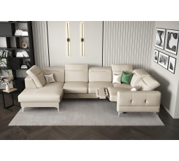 NAROŻNIK MALIBU MAX II RELAX 180x350x182 CM SKÓRA NATURALNA - Skóra ecru , Strona prawa