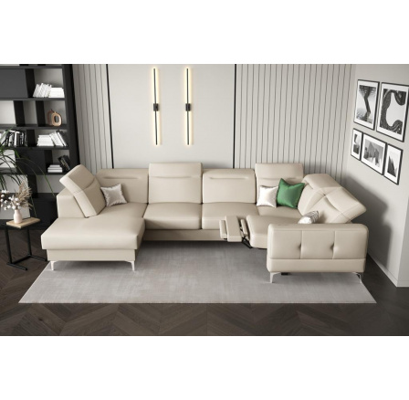 NAROŻNIK MALIBU MAX II RELAX 180x350x182 CM SKÓRA NATURALNA - Skóra ecru , Strona prawa