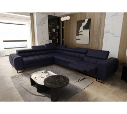 NAROŻNIK ASPEN MAX RELAX SKÓRA NATURALNA 330x260 CM - Skóra granatowa , lewa