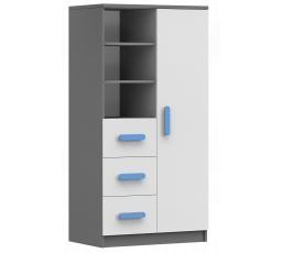 Polc 80 3S1D SMYK II - 05, Szürke/Fehér/Kék