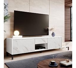 MARMO 2D1S1K TV-szekrény, fehér / fehér márvány