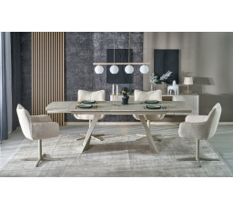 ARMANI 165-241 étkező kinyitható asztal, lap - travertin, lábak - kasmír