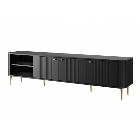 Szafka RTV Vesper 3D 187 cm - czarny / złote nogi