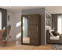 Tolóajtós szekrény tükörrel BARIO 120 Choco+Choco