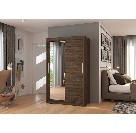 Tolóajtós szekrény tükörrel BARIO 120 Choco+Choco