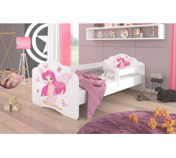 Ágy matraccal és korláttal CASIMO LÁNY SZÁRNYAKKAL 140x70 Fehér