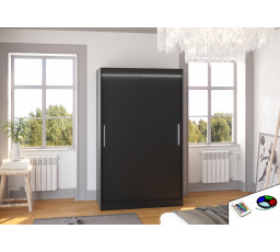 Tolóajtós szekrény LED világítással COLLIN 120 Fekete+Fekete