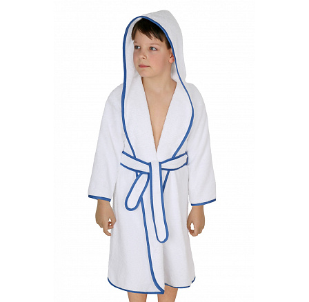 Dětský froté župan bílý s modrou stuhou