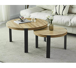 POLO konferencia asztal - 2 asztalos szett, Artisan Tölgy/Fekete