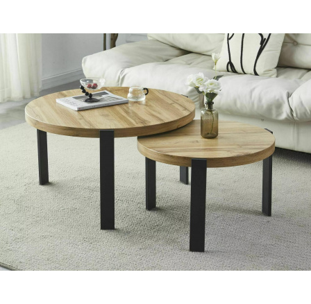 POLO konferencia asztal - 2 asztalos szett, Artisan Tölgy/Fekete