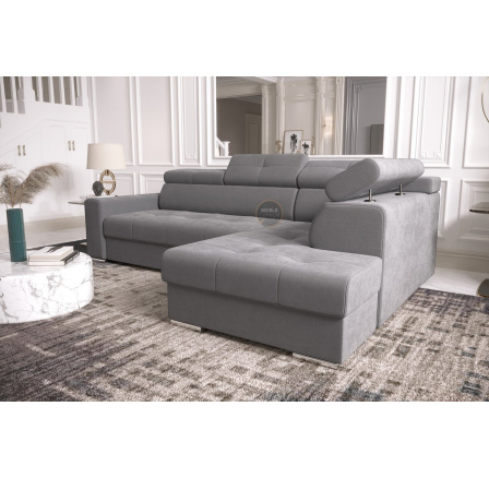 NAROŻNIK Z FUNKCJĄ SPANIA MARGO I 260×185 - prawa , Odcienie szarości