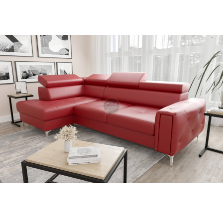 NAROŻNIK Z FUNKCJĄ SPANIA ORION 165X255 SKÓRA NATURALNA - Skóra czerwona , lewa