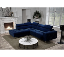 NAROŻNIK ORION II Z FUNKCJĄ SPANIA 225x255 CM - Odcienie granatu , lewa