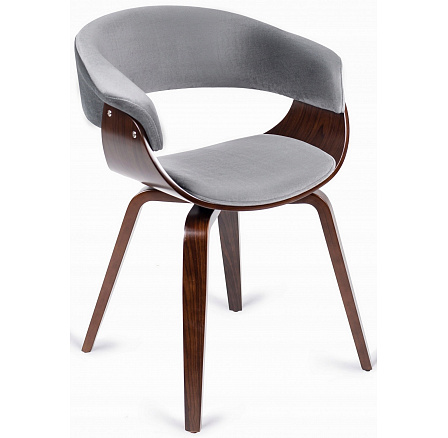 Krzesło GARY Welurowe Szare/Orzech