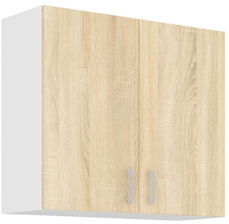 Horní skřínka SARA - 80 G-72 2F, Bílá / Dub Sonoma