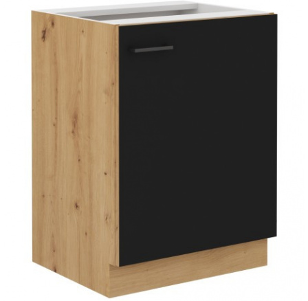 Kuchyňská dolní skříňka MOLLY 60 D 1F BB, Černá/Dub artisan