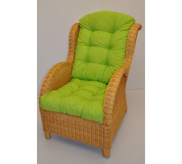 Ratanové křeslo Ear medové polstr světle zelený melír