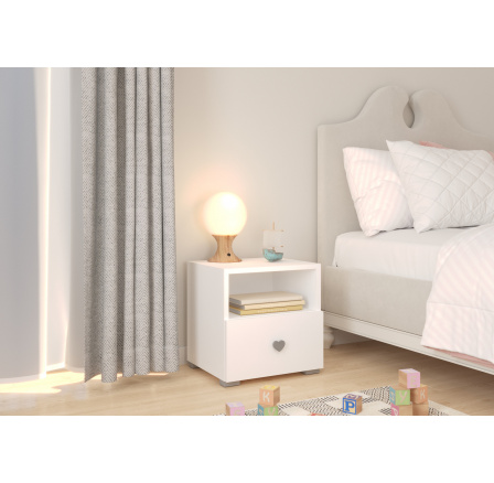 Éjjeliszekrény fiókkal EMI White Handle 2 Éjjeliszekrény fiókkal EMI White Handle 2