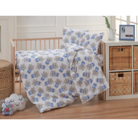 Bavlněné dětské povlečení do malé postýlky 90x135, 45x60 cm Medvídek nitěný knoflík